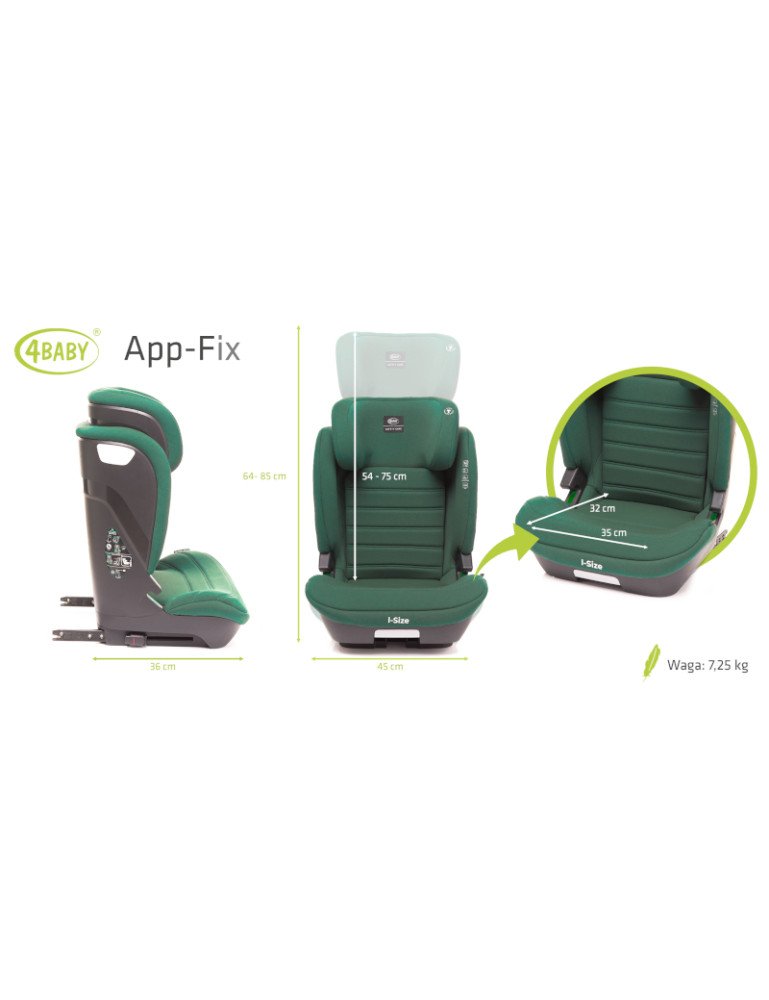 4 BABY autoiste APP-FIX XXIV 100-150 cm tumeroheline suurus I