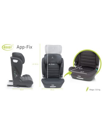 4 BABY Automobilinė kėdutė APP-FIX XXIV 100-150 cm Graphit I dydžio-15-36 kg-Automobilinės kėdutės