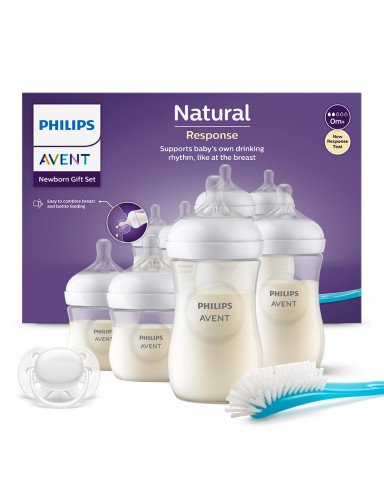 AVENT SCD838/11 4 "Responsive" buteliukų rinkinys + buteliukų šepetėlis + buteliukų čiulptukas
