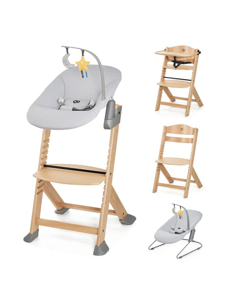 KINDERKRAFT Barošanas krēsls ENOCK melns + šūpuļkrēsls CALMEE GREY